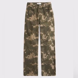 Abercrombie & Fitch Women's Wide-Leg Camo Pants - Olive & Beige